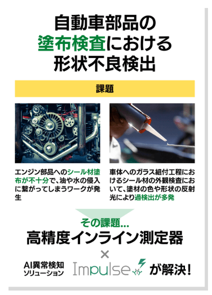 自動車部品の塗布検査における形状不良検出