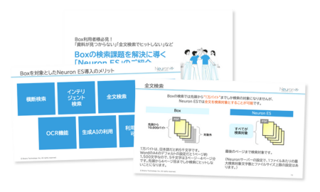 クラウドストレージ「Box」の検索課題を解決に導く企業内検索システム「Neuron ES」資料写真